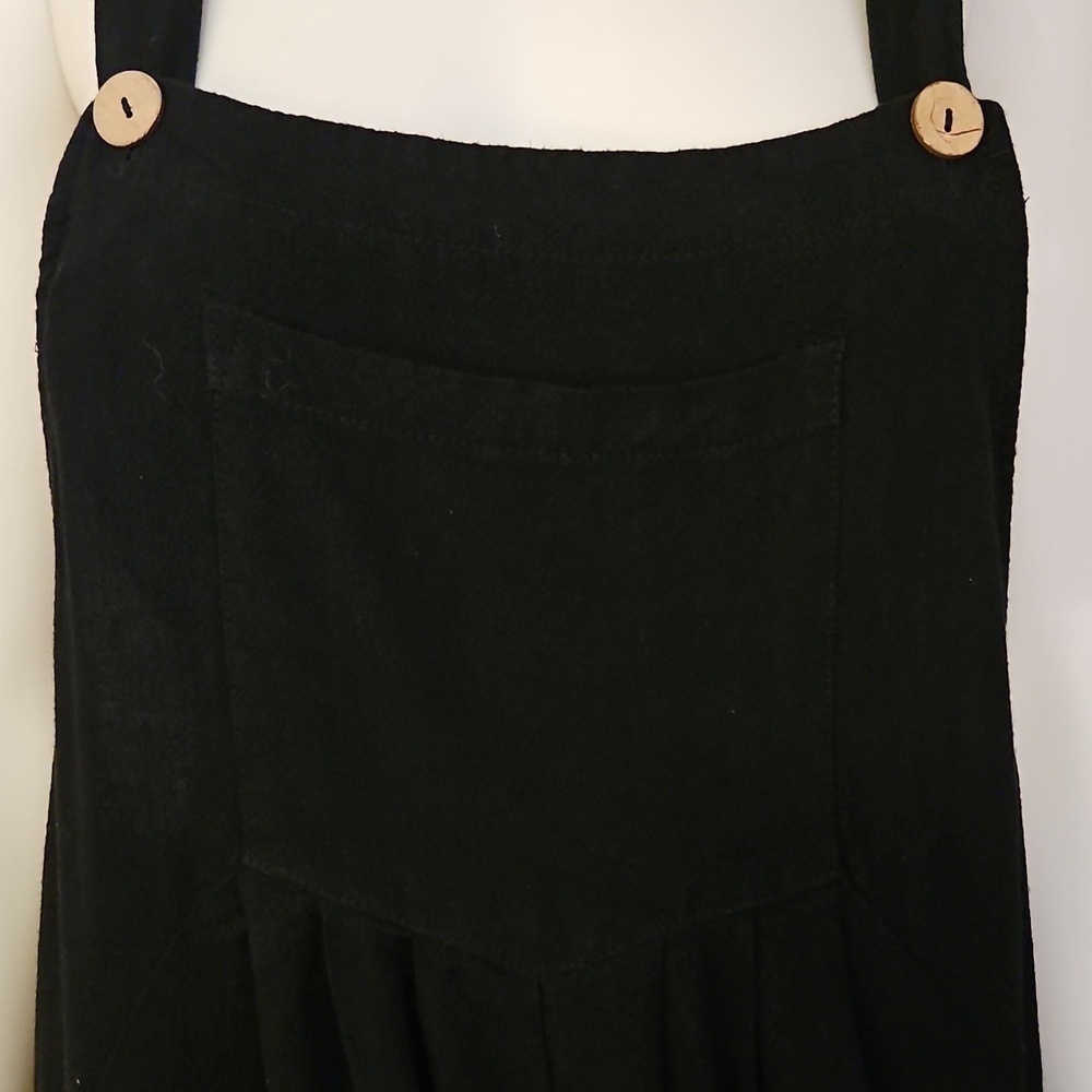 Vtg DACESLON Oversized Baggy Linen Blend Wide Leg Black Overall Jumpsuit - Picture 5 of 12
